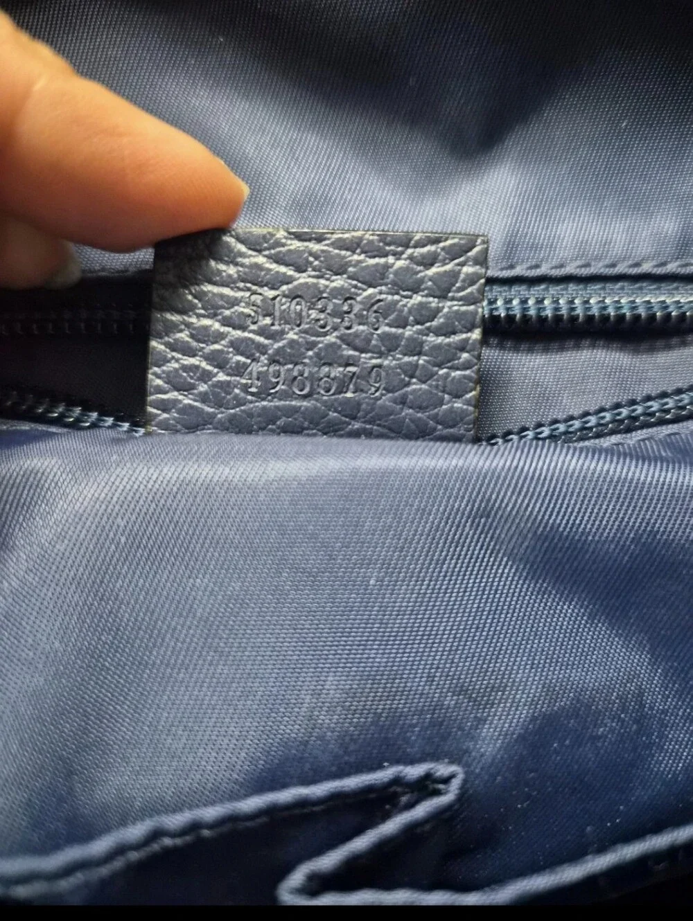 Authentic Gucci Blue Guccissima Nylon and Leather Light Backpack